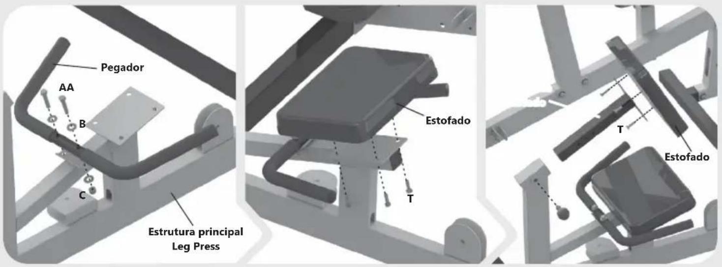 Pegador AA B C Estrutura principal Leg Press Estofado T T Estofado