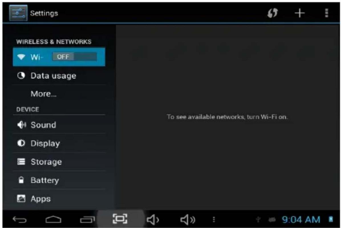 Sunstech TAB10QC - Settings - 2