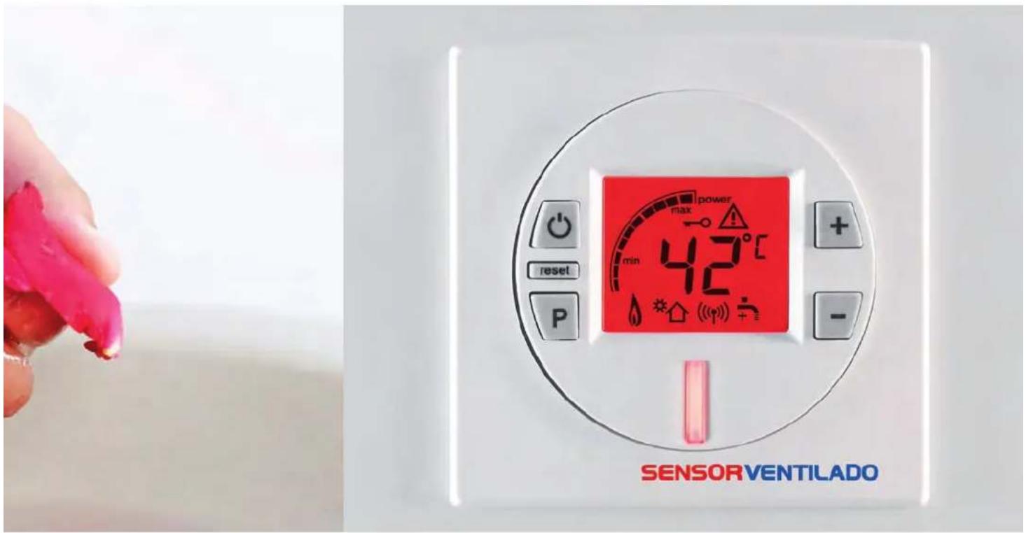 max power min 42°C reset P + - SENSOR VENTILADO