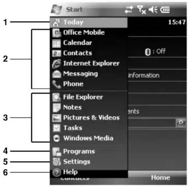 Start Today 15:47 Office Mobile Calendar Contacts Internet Explorer Messaging Phone File Explorer Notes Pictures & Videos Tasks Windows Media Programs Settings Help Contacts Home