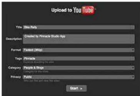 Upload to YouTube Title: Bike Raily Description: Created by Pinnacle Studio Age Format: Fasted (SKOps) Tags: Pinnacle Category: People & Blogs Privacy: Public Start>