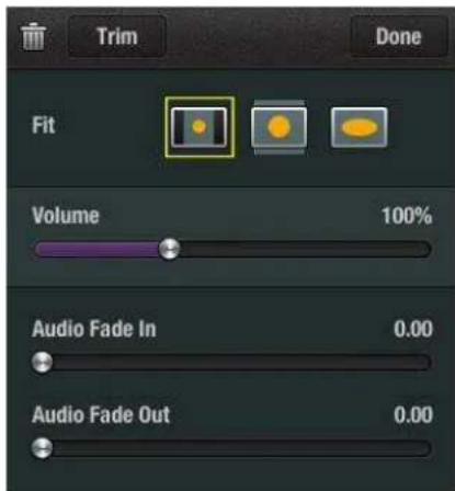 Trim Done Fit Volume 100% Audio Fade In 0.00 Audio Fade Out 0.00