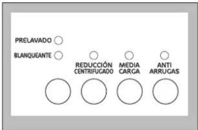 PRELAVADO ○ BLANQUEANTE ○ REDUCCIÓN CENTRIFUGADO ○ MEDIA CARGA ○ ANTI ARRUGAS ○