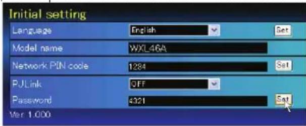 SANYO PLC-WXL46A - Ajuste de contraseña y PJLink - 1