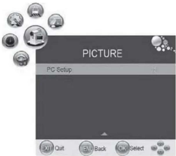 PICTURE PC Setup EXIT Quit MENU Back OK Select