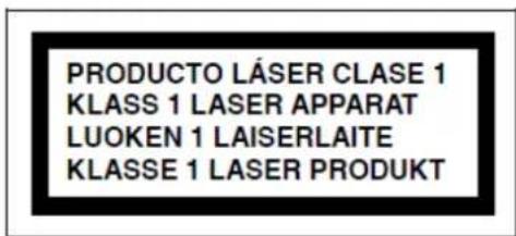PRODUCTO LÁSER CLASE 1 KLASS 1 LASER APPARAT LUOKEN 1 LAISERLAITE KLASSE 1 LASER PRODUKT