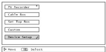 PV Recorder * Cable Box Set Top Box Custom Device Setup * Move [ED] Select