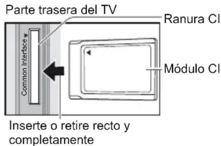 Parte trasera del TV Ranura Cl Módulo Cl Common Interface Inserte o retire recto y completamente