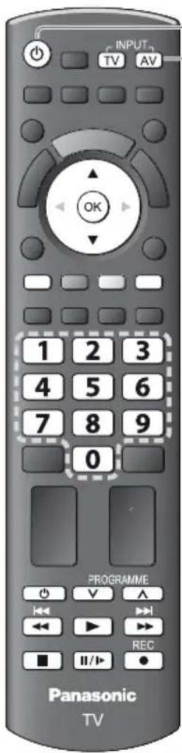 INPUT TV AV OK 1 2 3 4 5 6 7 8 9 0 PROGRAMME REC Panasonic TV