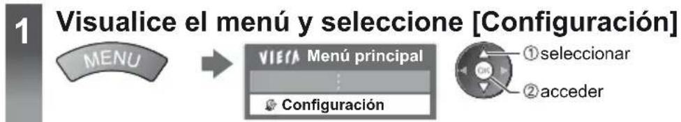 PANASONIC Viera TX-L32EM5E - Visualice el menú y seleccione [Configuración] - 1