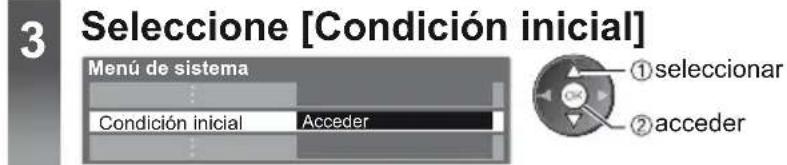 3 Seleccione [Condición inicial] Menú de sistema Condición inicial Acceder ① seleccionar ② acceder