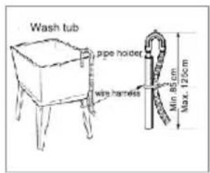 Wash tub pipe holder wire harness Min. 85cm Max. 125cm