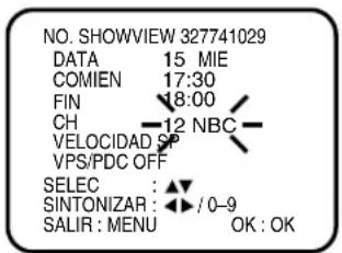 JVC HR-XV1EU - Pulse OK. Junto al código SHOWVIEW aparecen los datos introducidos. - 2