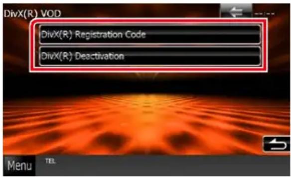 DivX(R) VOD DivX(R) Registration Code DivX(R) Deactivation Menu TEL