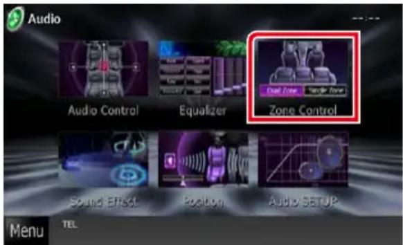 Audio Audio Control Equalizer Dual Zone Single Zone Zone Control Sound Effect Position Audio SETUP Menu TEL