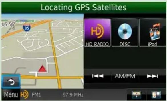 Locating GPS Satellites US 56 35 HD RADIO DISC iPod I AM/FM Menu FM1 97.9 MHz