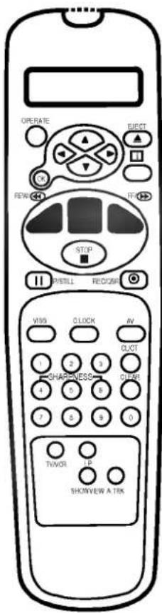 OPERATE ELECT REW FF STOP PSTILL RECOR VSS CLOCK AV CJCT CHARGNESS CJCT TVOR LP SHOWVIEW A TRK