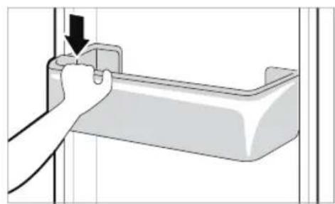 Illustration of a hand inserting a component into a plastic housing (no text or symbols)
