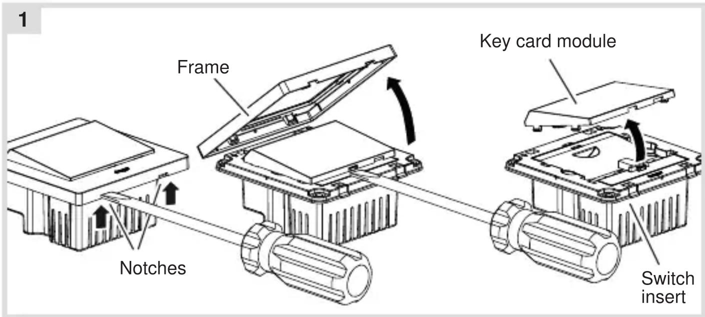 1 Frame Key card module Notches Switch insert