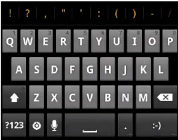 ! ? , " : ( ) - / 1 2 3 4 5 6 7 8 9 0 Q W E R T Y U I O P A S D F G H J K L ↑ Z X C V B N M ←X ?123 ⏻ ☺ —— . :-)