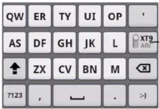 QW ER TY UI OP AS DF GH JK L XT9 ARC ↑ ZX CV BN M ?123 , - . :-)