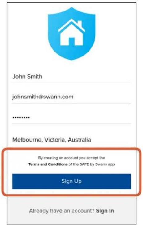 SWANN SWWHD-INTCAMPK3-UK - Creating a SAFE by Swann Account - 3