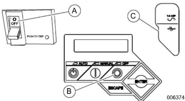 OFF PUSH TO TRIP A C T2 AMP AUTO MANUAL OFF B ENTER BSCAPE 006374