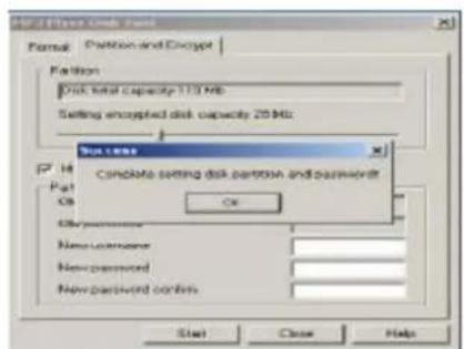 FOR EPICs Cash Flow Format: Partition and Encrypt Partition Disk total capacity 113 Mb Setting encrypted disk capacity 20 Mb Not less H Pct1 C8 Condate setting disk partition and password OK New password: New password: New password confirms: Start Close Help