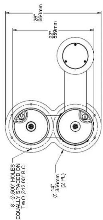 8 - Ø.500" HOLES EQUALLY SPACED ON TWO Ø12.00" B.C. Ø 14" 356mm (2 PL) 26" 660mm 22" 559mm