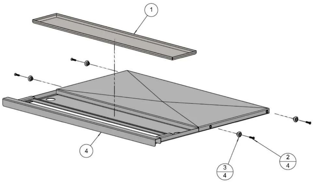 Technical diagram of a mechanical assembly with numbered components and alignment lines