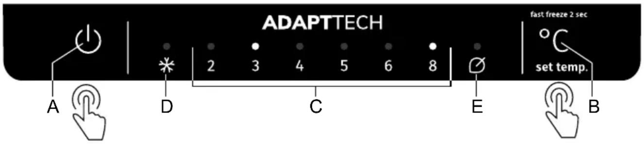 ADAPTTECH fast freeze 2 sec set temp. A D C E B