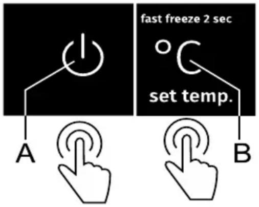 fast freeze 2 sec set temp. A B