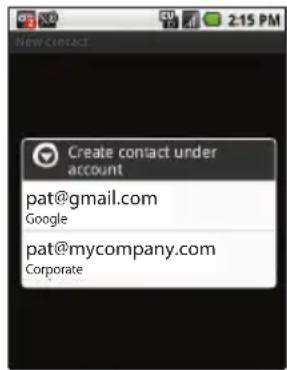 Create contact order account pat@gmail.com Google pat@mycompany.com Corporate