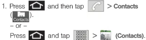 1. Press and then tap > Contacts (Contacts). - or - Press and tap > (Contacts).