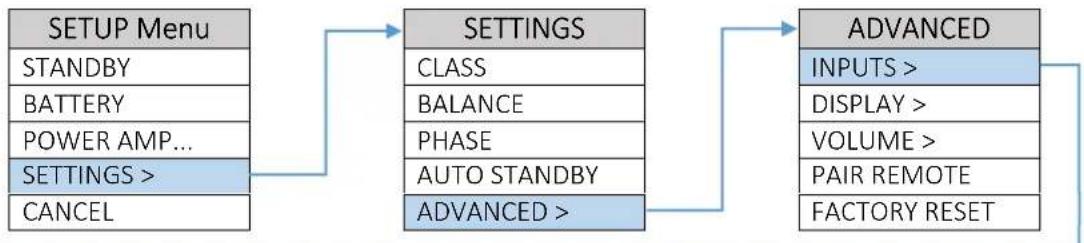 Block Line & Power SE - INPUT SETUP Menu - 5