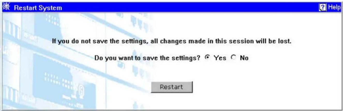 If you do not save the settings, all changes made in this session will be lost. Do you want to save the settings? Yes No Restart