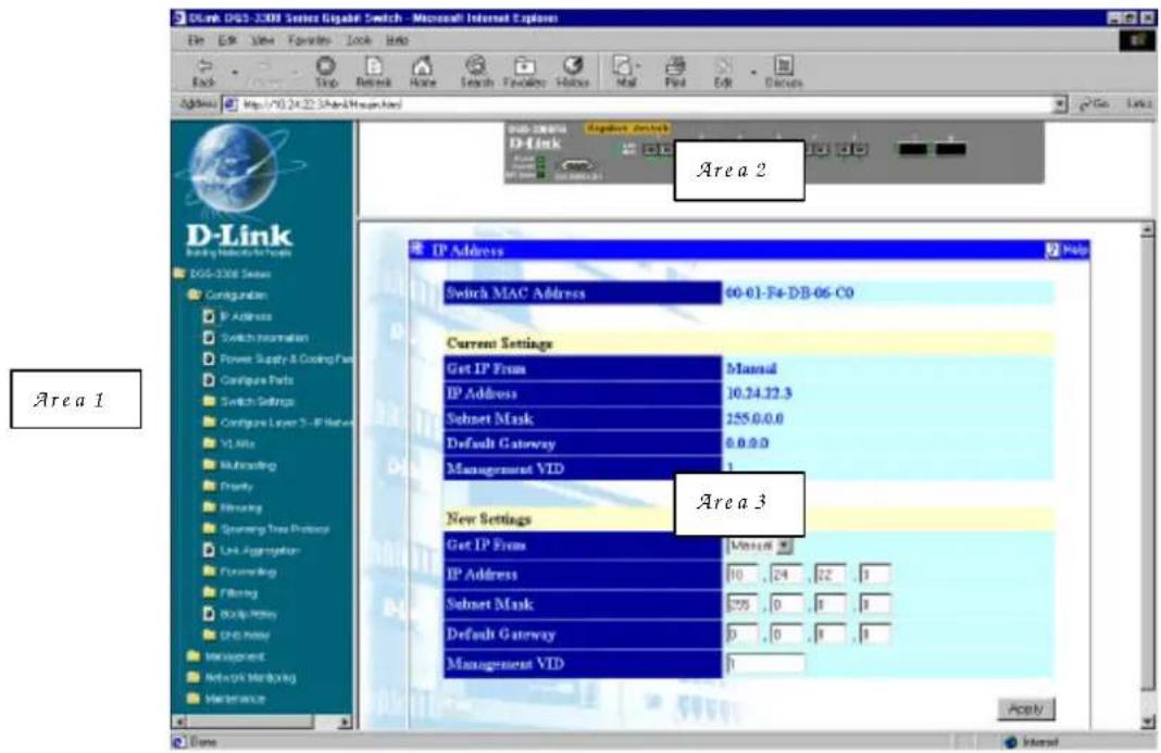 D-Link DMS-2.308 Series Signal Switch - Microsoft Internet Explorer File Edit View Favorites Look Help Back Stop Refresh Home Search Favorites Hubs Mail Print Edit Devices Address: http://10.24.22 Share/Management D-Link D-Link D-Link D-Link D-Link D-Link D-Link D-Link D-Link D-Link D-Link D-Link D-Link D-Link D-Link D-Link D-Link D-Link D-Link D-Link D-Link D-Link D-Link D-Link D-Link D-Line D-Line D-Line D-Line D-Line D-Line D-Line D-Line D-Line D-Line D-Line D-Line D-Line D-Line D-Line D-Line D-Line D-Line D-Line D-Line D-Line D-Line D-Line D-Line D-Line D-Range D-Range D-Range D-Range D-Range D-Range D-Range D-Range D-Range D-Range D-Range D-Range D-Range D-Range D-Range D-Range D-Range D-Range D-Range D-Range D-Range D-Range D-Range D-Range D-Range D- Range D - 0 . 0 . 0 . 0 . 0 . 0 . 0 . 0 . 0 . 0 . 0 . 0 . 0 . 0 . 0 . 0 . 0 . 0 . 0 . 0 . 0 . 0 . 0 . 0 . 0 . 0 . 0 . 0 . 0 . 0 . 0 . 0 . 0 . 0 . Area 1 Area 2 IP Address Switch MAC Address 60.01-Fa.DB-06-C0 Current Settings Get IP From Manual IP Address 10.24.32.3 Subset Mask 255.0.0.0 Default Gateway 6.0.0.0 Management VID 1. Area 3 New Settings Get IP From Visual IP Address 10.24.32.3 Subset Mask 255.0.0.0 Default Gateway 6.0.0.0 Management VID 1. Apply