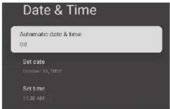 Date & Time Automatic date & time Off Set date October 18, 2022 Set time 11:36 AM