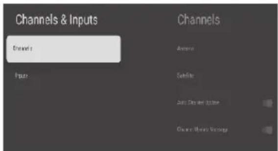 Channels & Inputs Channels Amazon Satellite Auto Driver System Channel Mode Settings