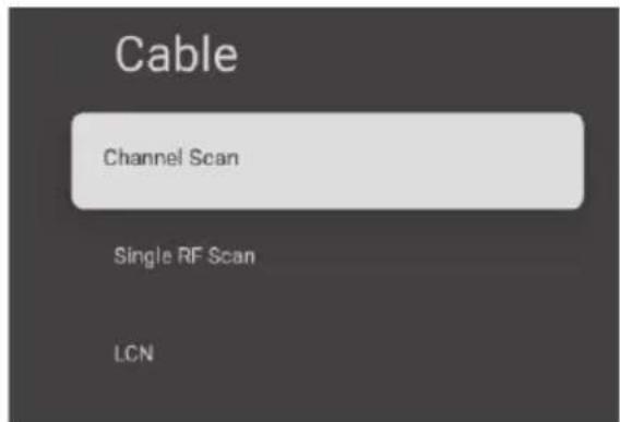 Cable Channel Scan Single RF Scan LCN