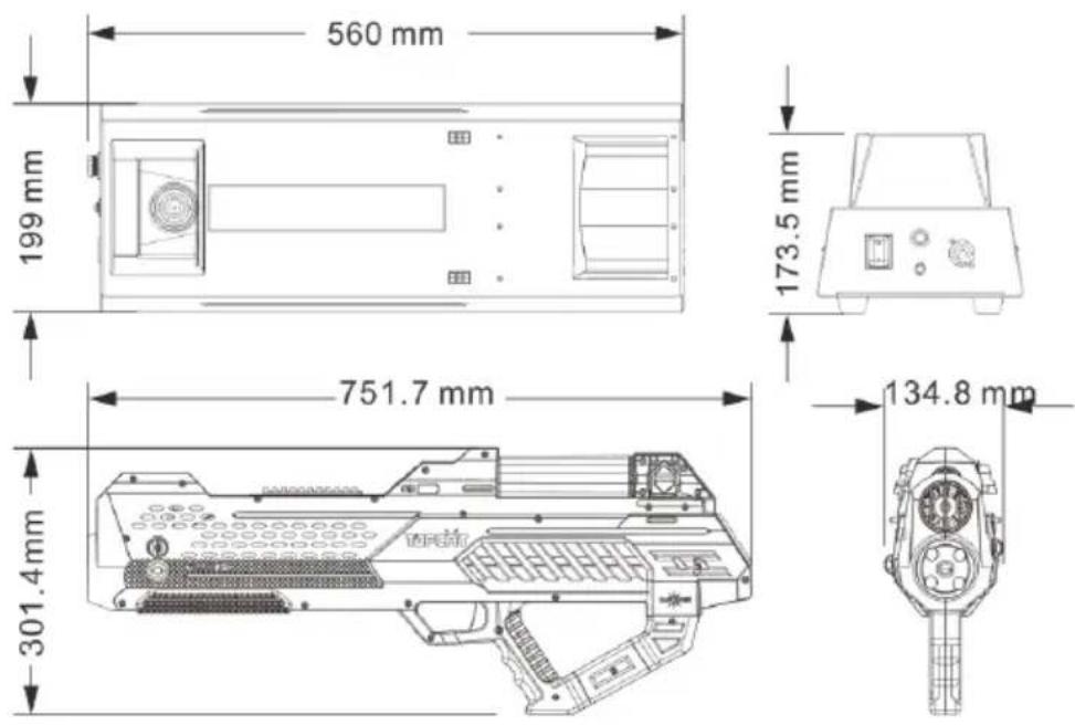 560 mm 199 mm 751.7 mm 301.4 mm 173.5 mm 134.8 mm