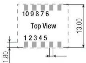 10 9 8 7 6 Top View 1 2 3 4 5 1.80 13.00