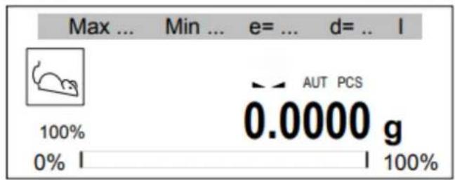 Max ... Min ... e= ... d= .. l 100% AUT PCS 0.0000 g 0% l 100%