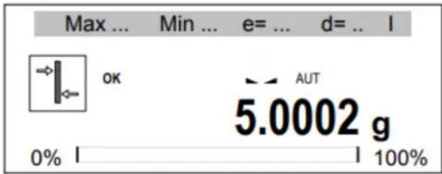 Max ... Min ... e= ... d= .. I OK AUT 5.0002 g 0% I 100%