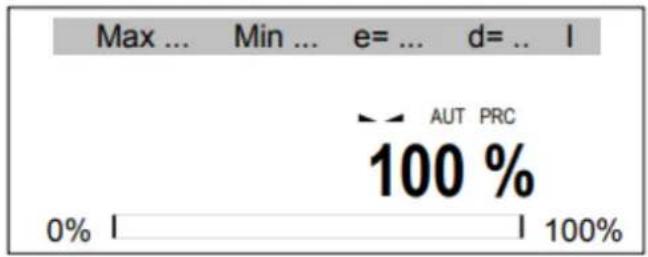 Max ... Min ... e= ... d= .. I AUT PRC 100 % 0% | | 100%