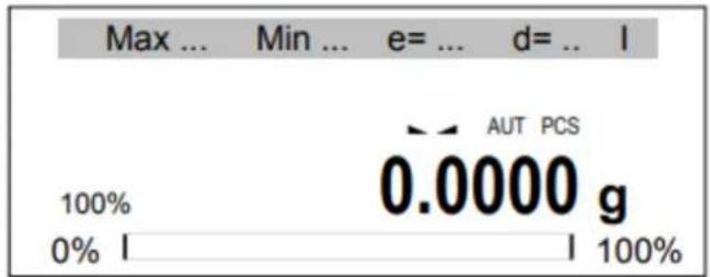 Max ... Min ... e= ... d= .. l 100% AUT PCS 0.0000 g 0% l | 100%