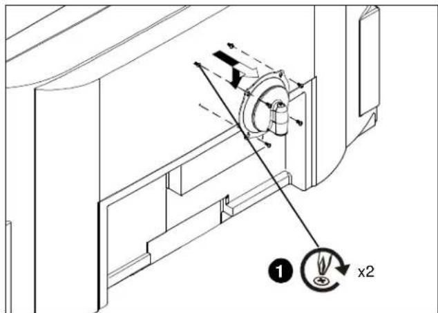 Technical diagram showing a mechanical assembly with labeled components and motion indicators