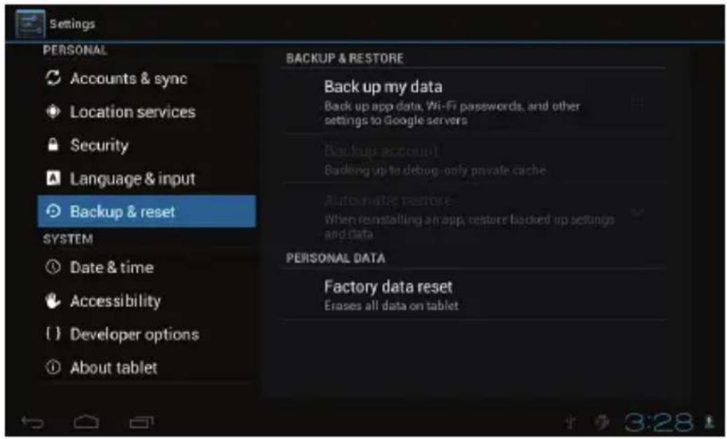 Hamlet Zelig Pad 970H - - Backup & reset - 1