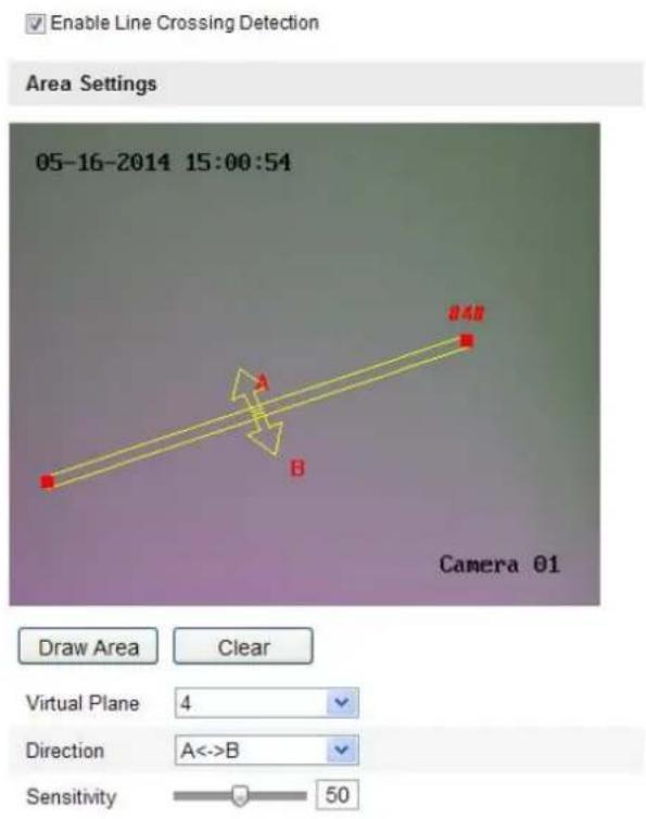 Hikvision DS-2CD2F42FWD-I(4MM) - Configuration> Advanced Configuration> Smart Event> Line Crossing Detection - 1
