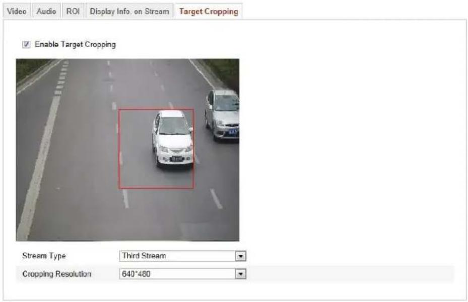 Hikvision DS-2CD2F42FWD-I(4MM) - Configuration> Advanced Configuration> Video/Audio> Target Cropping. - 1